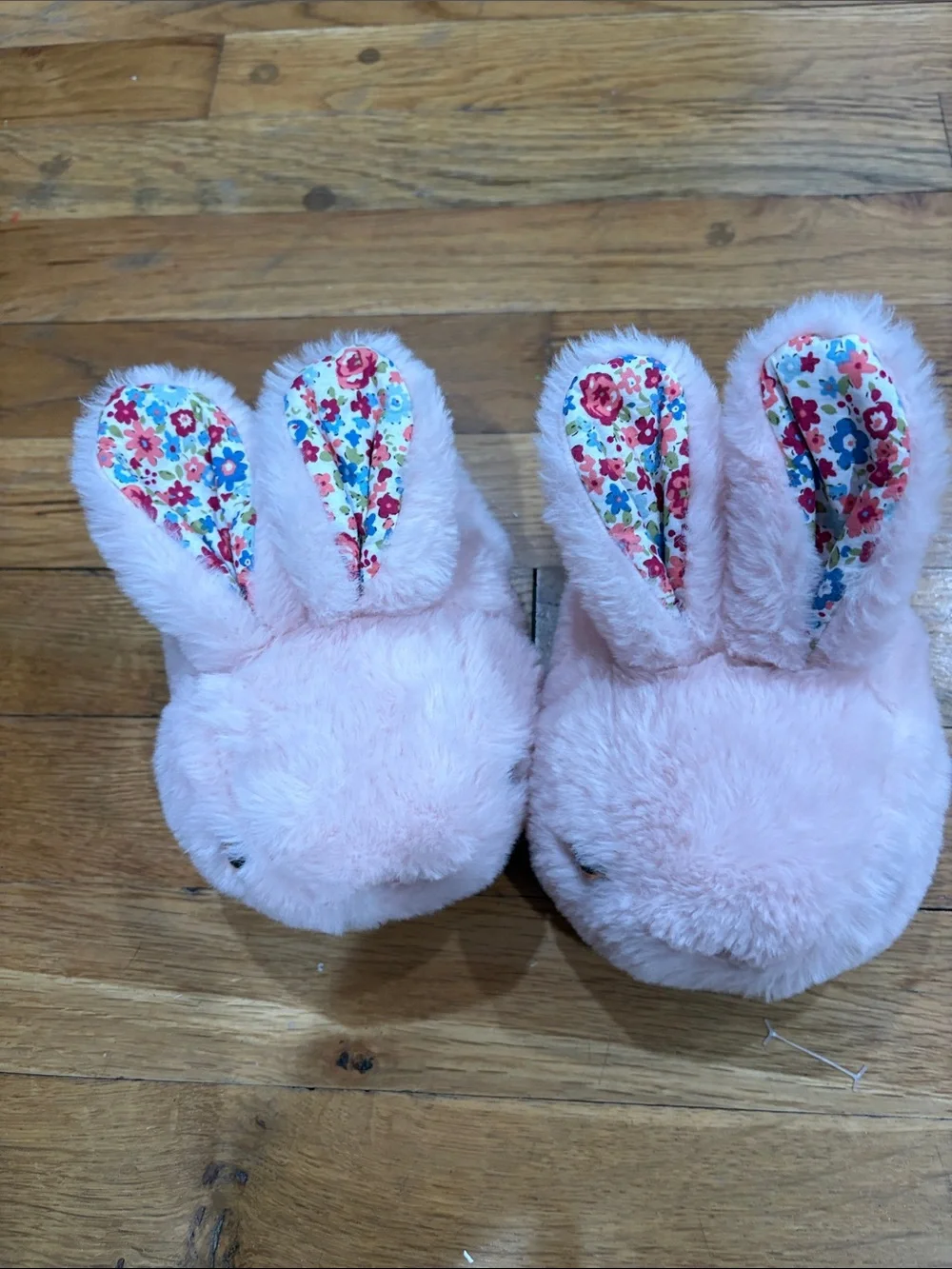 Kids Pink Bunny Ear Plush Slippers